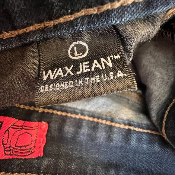 Wax Jean Shorts Distressed Dark Wash Cuffed Hem Size Large - Picture 2 of 4